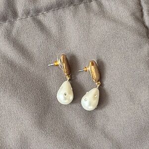 Nordstrom Gold and Pearl Teardrop Earrings